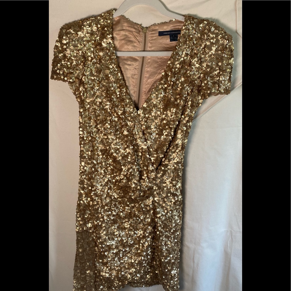 French Connection Gold Sequin Mini Dress